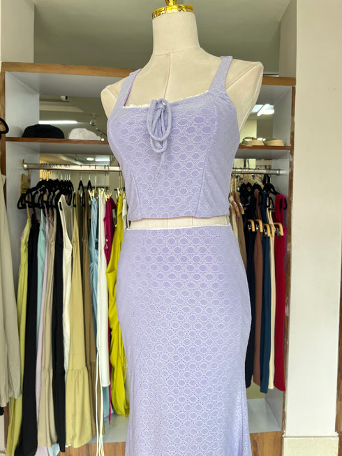 MADEBEN Two Piece Set of Crop Tops and Fitted Flare Skirts